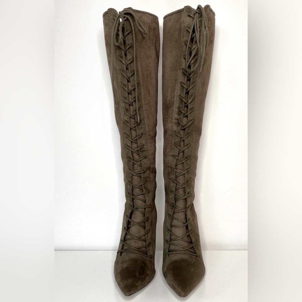 Aldo Olive Lace-Up Over-the-Knee Boots